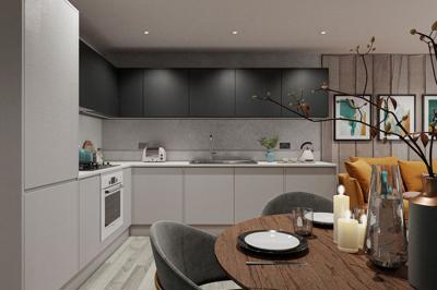 CGI example of kitchen Whiffens Avenue, Amherst Rise, Chatham shared ownership