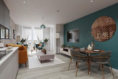 CGI of lounge at Whiffens Avenue, Amherst Rise, Chatham shared ownership